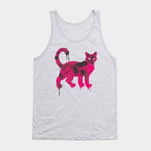 Pink Cat Spray Paint Graffiti Tank Top